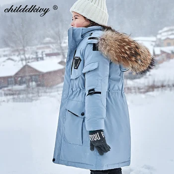 2020 Nové -35 stupňov Detí Nadol Bunda Zimné Oblečenie Vetrovka pre dievčatá, Baby chlapci Coats Lyžiarske oblek Hustú Srsť Dieťa Snowsuit 3-12Y