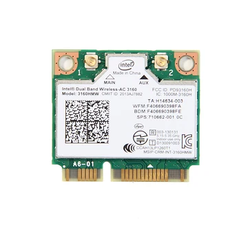 Dual Band Mini PCI-e Wifi 3160HMW 802.11 ac Bezdrôtové Bluetooth Notebook Karty 2,4 ghz, 5 ghz Intel 3160 Wireless-AC Wlan + BT 4.0