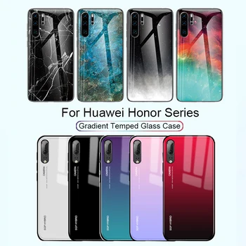 Pre Huawei honor 10 lite Gradient Tvrdeného Skla Späť prípade na Počesť 20 9 lite 20i 20pro Chrániť Kryt na honor10 svetlo Coque
