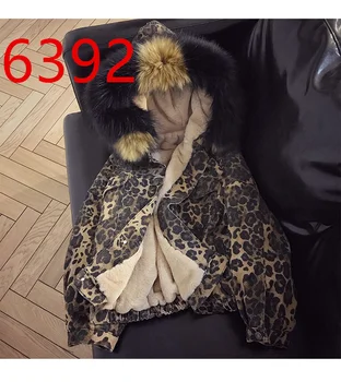 Ženy 2020 Jahňatá Vlny Denim Jacket Žena Leopard Hrubé Zimné Bavlna-vatovaný Kabát