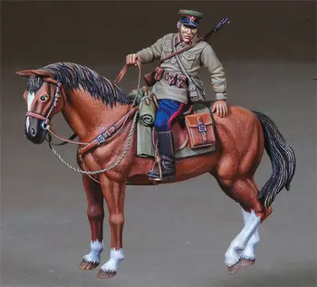1/35 ruskej dávnych Úradník (1 Obrázok a 1 Kôň), Živice obrázok Modelu súpravy Miniatúrne gk Unassembly Nevyfarbené