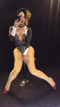 Módy Sexy Čierne Fáze Učiteľ Smoking Kostým Kamienkami Trikot Oblečenie Strany Oslavu Nosenie Spevák Výkon