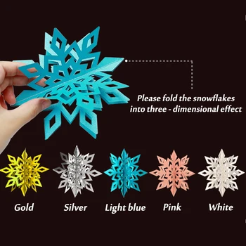 3D Hollow Snowflake Papierové Girlandy Visí snehové Vločky Ornament Falošné Snehu Zimná Výzdoba Pre Vianočný Večierok Domova