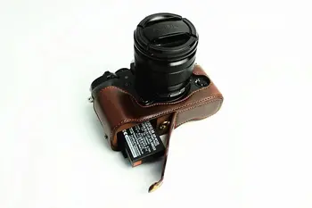 PU Kožené Spodnej brašna Pol prípade Fuji Finepix Fujifilm XT1 XT-1 Kamera Káva Black Brown Vysokej Kvality