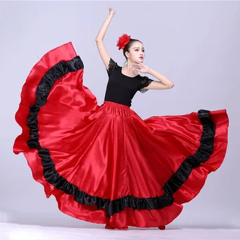 Plus Veľkosť Lady španielsky Flamenco Sukne Tanečné Kostýmy Oblečenie pre Ženy Červená Čierna španielsky Bullfight Festival Brušného Tanca Nosenie