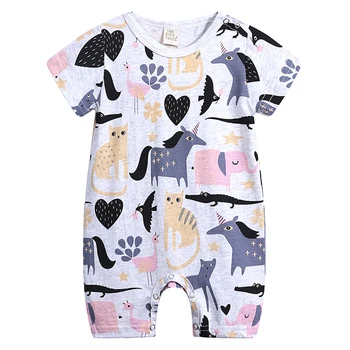 Novorodenca Dieťa Romper Oblečenie Kombinézach Oblečenie 2020 Lete Chlapci A Dievčatá Bavlna Módne Karikatúra Tlačiť Bežné Pre 3-18 M