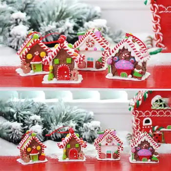 4Pcs Vianočný Dom v Tvare Ozdobu Ílu Polyméru Remesiel Domu Model Dekorácie