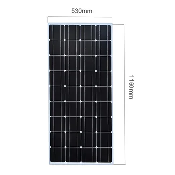 100w Monokryštalické bunky solárny panel modul Tvrdené sklo, Hliníkový rám pre 12v batérie, RV/auto/marine/loď svetlo power charge