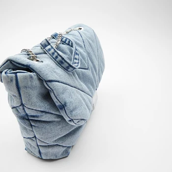 Luxus, design, prešívaný džínsy taška ženy MAXI denim reťazca crossbody tašky ženy 2020 bavlna dole kabelky tašky cez rameno messenger