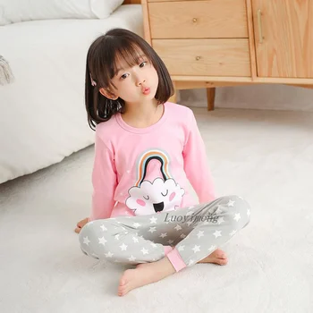 Dievčatá Pyžamá Bavlnená Deti Baby Sleepwear Vyhovovali Zime Plné Rukáv Pijamas Infantil Dievčatá Oblečenie, detské Odevy 4 6 8 10 12Y
