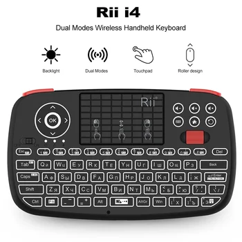 Rii i4 Mini ruská Klávesnica 2.4 G Bluetooth Režimy Dual Vreckové Hmatníkom, Podsvietený Myši Touchpad Diaľkové Ovládanie pre TV Box PC