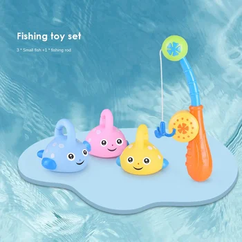 3XBOX Rybárske Hračky Deti Hrať Voda Squeeze rozstrekovaný Zvierat Dieťa Povodí 5 ks Vaňa Hračky ryby hry, baby umývadlo