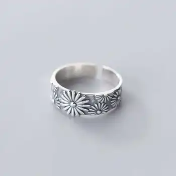 INZATT Reálne 925 Sterling Silver Kvetu Rastlín Nastaviteľný Krúžok Pre Módu Žena Strany Vintage Jemné Šperky Minimalistický Príslušenstvo