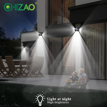 CHIZAO LED Nočné Svetlo s Pohybovým Senzorom Solárne Batérie Powered Lampa Nepremokavé Nástenné svietidlo pre Záhradné Dekorácie
