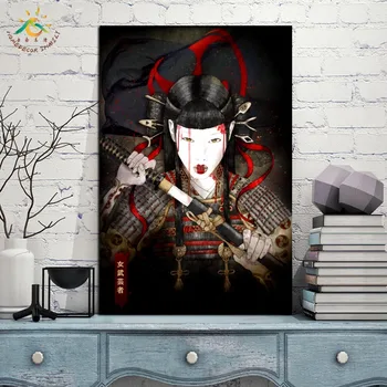 Japonské Ženy Samuraj Wall Art Plátno Zarámované Tlač Maľovanie Dobové Plagáty a Vytlačí na Stenu Obrázky a Obývacej Miestnosti Dekorácie