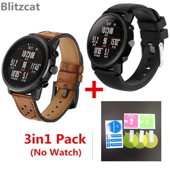 3in1 pre Pôvodný Xiao Huami Amazfit 2 Stratos tempo hodinky Remienok Koža smartwatch + silikónové nahradiť náramok pásu