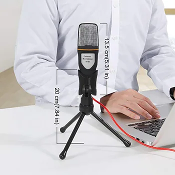 USB Chladič Mikrofón s 3,5 mm Konektor Domov Stereo MIKROFÓN Stolový Statív pre PC Video na YouTube, Skype, Pokec Herné Podcast Nahrávanie
