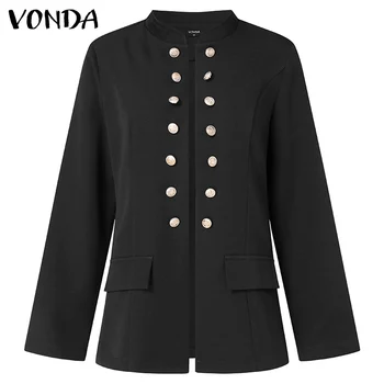 Ženy Elegantné Office Coats Dlhý Rukáv Bežné Pevné Coats 2021 VONDA Žena Coats Formálne Bundy vrchné oblečenie S-5XL