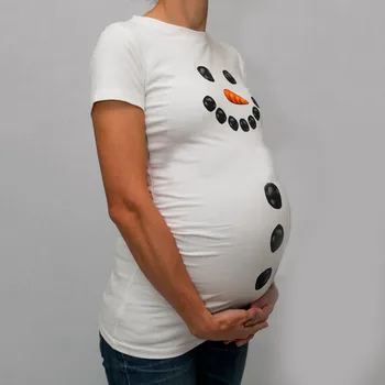 LONSANT Materskej Blúzka Ženy Vianočné Snehuliak Karikatúra Tlače T-Shirts Materskej Oblečenie Tehotenstva krátke sleeve Tee Topy