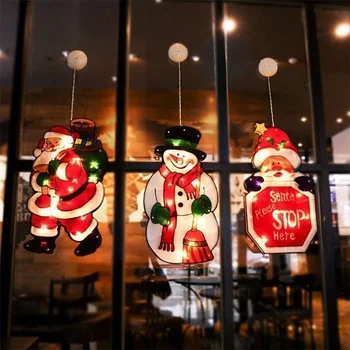 Mintiml Dobrý deň, Santa LED prísavky okna visí svetlá, Vianočné dekorácie atmosféru scény rozloženie dovolenku dekorácie svetla