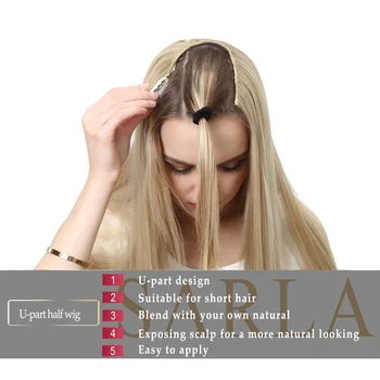 U Časti Polovicu Parochňu Syntetické Kučeravé Pre Ženy Klip na Ombre Hair Extension Dlhá Parochňa Európskej Prírodné Neviditeľné Vlákno