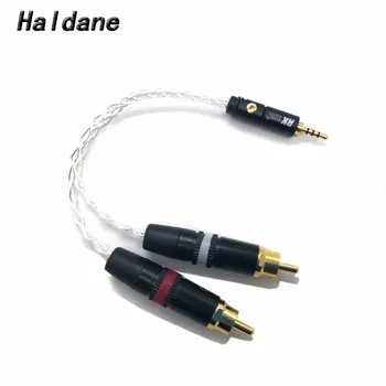 Doprava zadarmo Haldane 2,5 mm TRRS/4.4 mm Vyváženú 2 RCA Samec Audio Kábel Adaptéra 7N OCC Medi, Striebra, pozlátený Audio Kábel