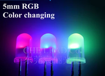100ks doprava zadarmo Kolo 5 mm RGB Farbu meniace led dióda 3.0-3.5 V Mliečnej Rozptýleného dip LED lampou(CE&Rosh)