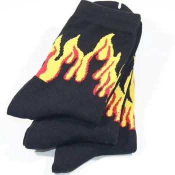 3ks/Veľa Žena Muž Hip Hop Oheň Posádky Ponožky Red Flame Blaze Výkon Horáka Horúce Teplo Ulici Skateboard Bavlna Dlhé Ponožky
