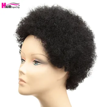 Krátke Vlasy Kinky Afro Kučeravé Parochňu pre Čierne Ženy Cosplay Parochňu Non Čipky Parochne Syntetické Tmavé Svetlo Hnedé Vlasy Expo Mesta