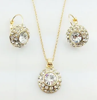Kolo mesiac módne Šperky nastaviť kate kráľovná Rakúskeho Kryštálu náhrdelník Kruhu klip earringdropshipping kvality ženy, darčeky