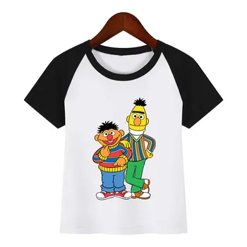 Chlapci Dievčatá Sesame Street Ernie a Braňo Cartoon T-shirt Deti Vtipné Tričko Deti Letné Biele Topy Detské Oblečenie