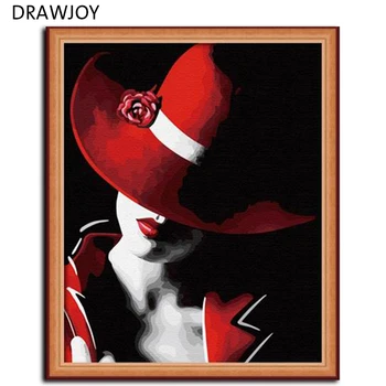 DRAWJOY Frameless Obrázky, Maľovanie Podľa Čísel DIY Digitálne Plátno olejomaľba Wall Art Domáce Dekorácie Krásy Lady 40*50 cm G013