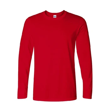 Pánske čistej bavlny jednoduché, pohodlné okrúhlym výstrihom, dlhý rukáv T-shirt štyri ročné obdobia bežné priedušná základným náterom farbou T-shirt