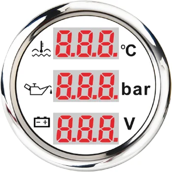 Digitálne Teplota Meradla Tlak Oleja Voltmeter Pre Auto 3 in 1 multifunkčné Rozchod S alarmom Automobilový Tovar 52MM