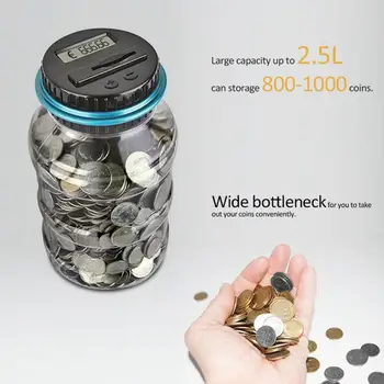 Peniaze Boxy Elektronické LCD Mince Peniaze Započítavanie Jar Okno Bezpečné Uloženie Digitálneho Prasiatko Jar USD EUR GBP Peniaze