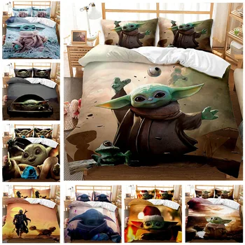Disney 3D animovaný Star Wars Dieťa Yoda posteľná bielizeň Nastaviť bytový Textil Pre Chlapcov Darček Jednu Kráľovnú, Kráľa posteľná bielizeň Nastaviť Perinu Sady