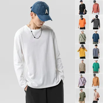 Dlhý rukáv T-shirt pánske 2020 nový trend jeseň kórejský T-shirt klesnutie tričko s šaty módneho pánskeho oblečenia