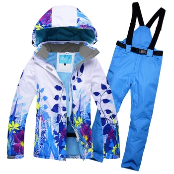 Zimné Bundy Ženy Lyžiarske Oblek Nastaviť Bundy A Nohavice Outdoor Single Ski Set Vetru Therma Lyžiarske, Snowboard Vytlačené Športové Oblečenie
