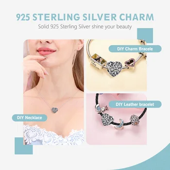 BELAWANG Autentické 925 Sterling Silver Charms Openwork Srdce Korálky Fit Pôvodné Pandora Prívesky Náramok DIY Šperky Robiť