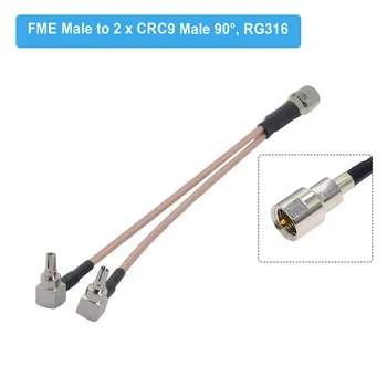 FME Samec na Dual CRC9 /TS9 Muž Pravý Uhol Plug Y Typ Splitter Senzory RG316 Pigtail ANTÉNNY Koaxiálny Kábel pre 3G, 4G Modem 15 CM 6