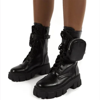 LazySeal Plus Veľkosť 43 Robustné Topánky Móda Vrecku Platformu Topánky Ženy Čipky Ženské Puzdro Členková Obuv Ženy Botas Mujer