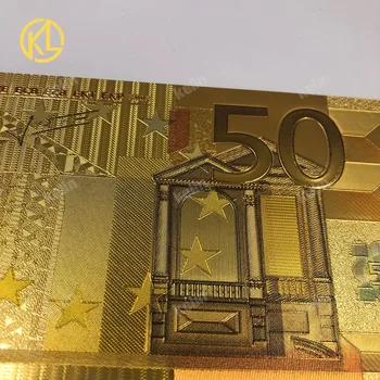 10 ks/veľa Farebné Euro 50 Zlatej Fólie Bankoviek Euro Falošné Bankovky Peniaze Kolekcia pre Domáce Dekorácie Darček
