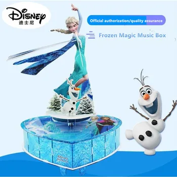 Disney Mrazené DIY Music Box 3D Puzzle Rotujúce Music Box na Narodeniny Darček Detí Vzdelávacie Hračky