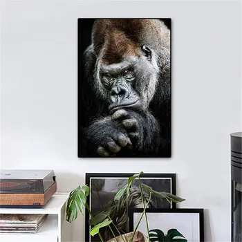 Opice Opice Zvierat Plagát Gorila Plátno na Maľovanie Čierna Biela Tlač Moderné Plagáty a Potlačou obrazov na Stenu pre Obývacia Izba Dekor