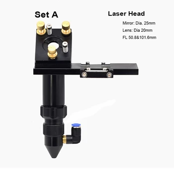 CO2 Laser Hlavu Nastaviť Zrkadlo 25 mm Focus Objektív 20 mm Ohnisková vzdialenosť 50.8 101.6 mm mm Držiaka dbajte na to, Laserové Rytie Stroj na Rezanie
