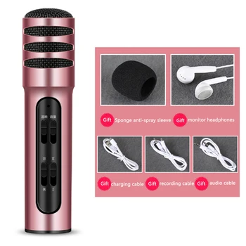 Ručný Mikrofón Telefónu K Pieseň Kondenzátorových Mikrofónov Univerzálna K-Live Prenosné Smart Mikrofón s zvukovú kartu anglická verzia