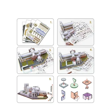 Westminster Abbey, stavanie modelov a Stavebníc 3D Papierové Skladačky Puzzle Súpravy svetoznámej Konštrukcia Modelov Deti HOBBY Hračky, Darčeky