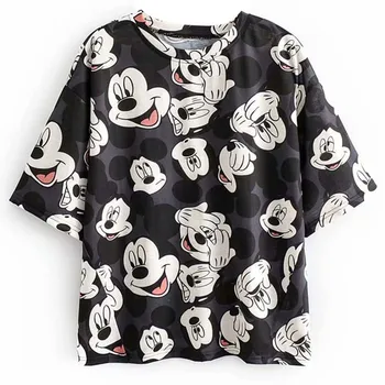 Disney Mickey Mouse Lion King Simba Nala Donald Daisy Kačica Karikatúra Tlače Ženy T-Shirt O-Krku Krátky Rukáv Bavlna Tee Topy