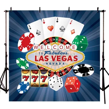 Fotografie pozadie Vitajte v Las Vegas Casino Club Ruleta, Poker Karty dovolenku strany Vlastné pozadie pre photo studio