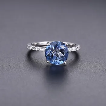 Gem Balet 2.73 Ct Prírodné Iolite Modrá Mystic Quartz Jednoduché Krúžok 925 Sterling Silver Zásnubné Prstene Pre Ženy, Jemné Šperky